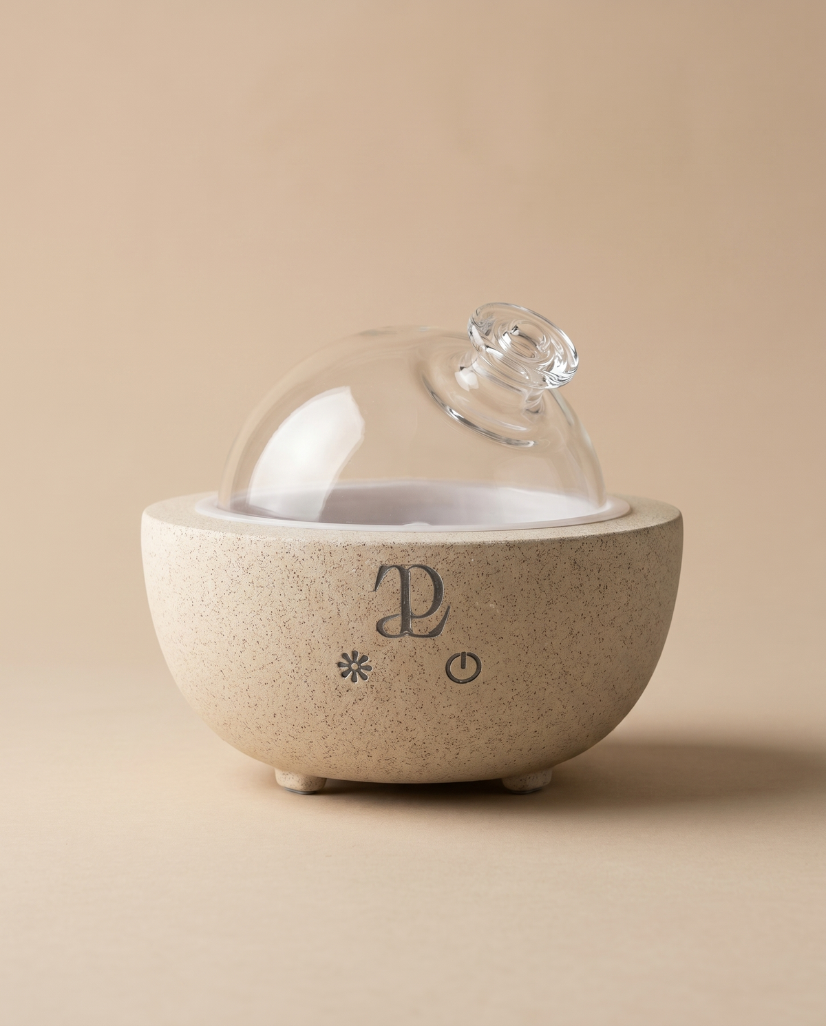 TP2 Smart Diffuser sandbeige – Terrazzo-Sockel mit Glaskuppel, Studio